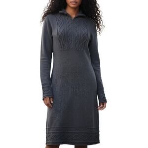 Athleta Gray Knit Sweater Dress Women Sz Medium Quiet Luxury Soft Outdoors Cabin
